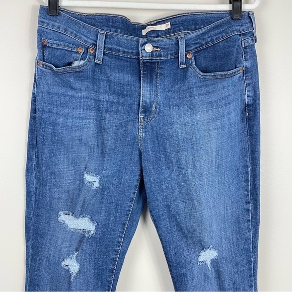 Levis Boyfriend Jeans Women 32 Distressed Mid Rise Medium Wash Pants Denim - Picture 3 of 7